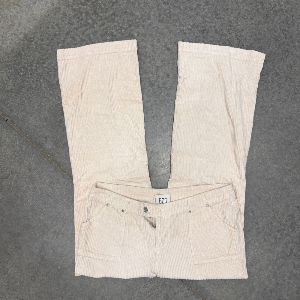 BDG Urban Outfitters Cream Wide Leg Pants Womens 8 Patch Pocket Mid Rise
